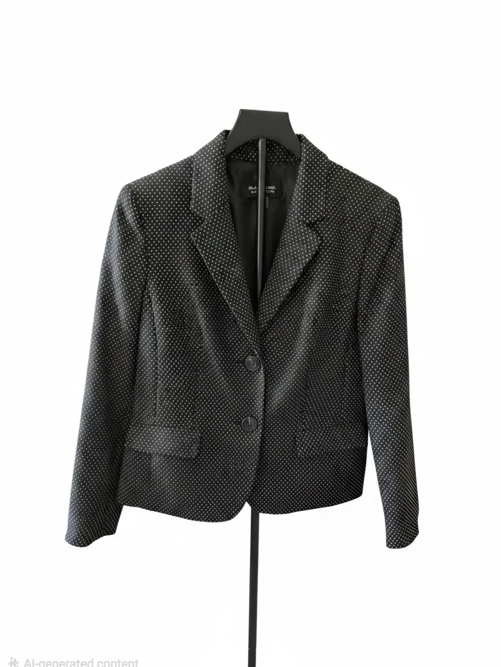 Evan Picone Women's Black Polka Dot Tailored Blazer - Classic Two-Button